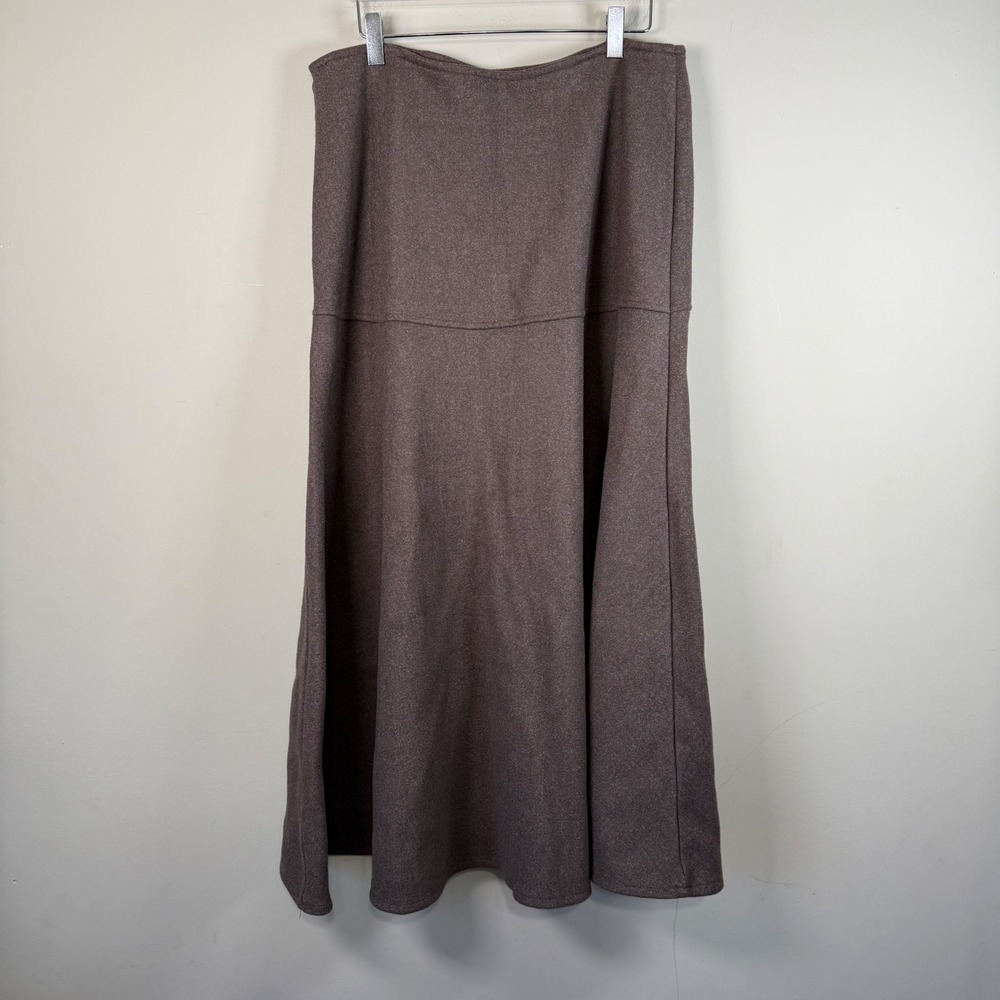 OGL NWT Brown Cash Soft FuzzLuxe Drop Waist Flared Maxi Skirt Wool Like Large - Picture 1 of 10
